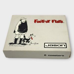 Set of 6 Murray Ball FOOTROT FLATS Cork Backed Coasters Boxed Jason Made in NZ